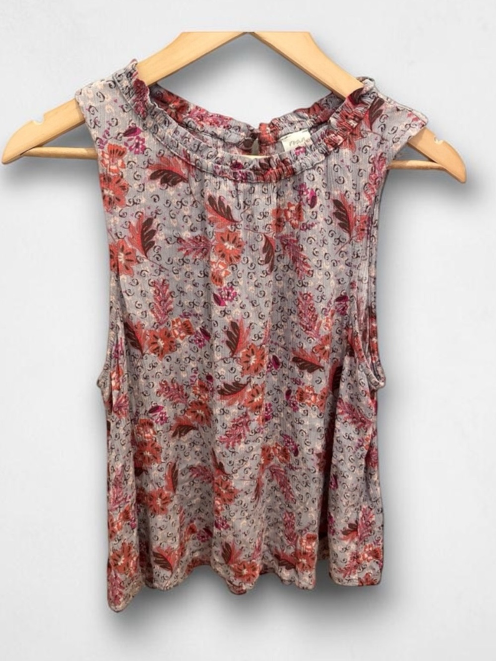 Roan + Ryan Floral Gauze Tank Boho Peasant Sleeveless Blouse XS
